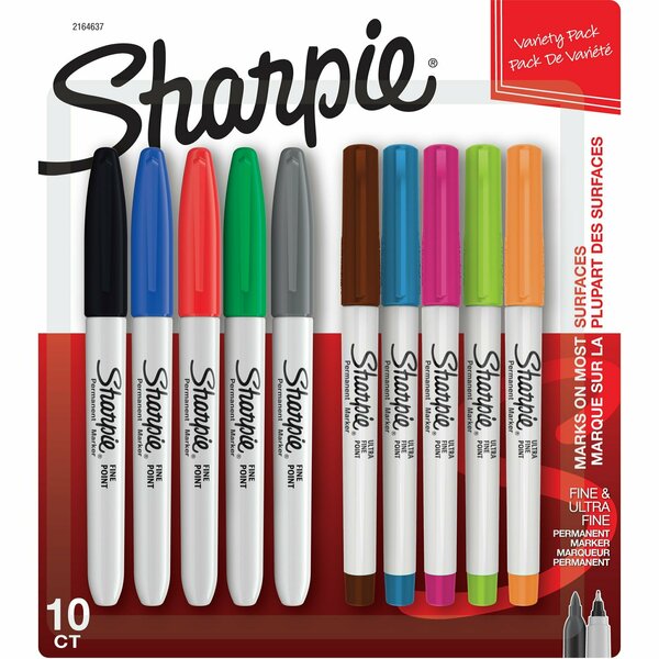 Sharpie Fine and Ultra Fine Permanent Markers, Assorted, 10PK 2164637